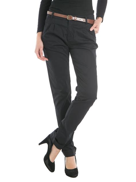 Pantalon Chino Noir Femme Districenter