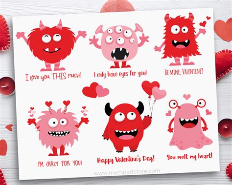Valentine Monsters Clipart Premium Vector Clipart By Myclipartstore