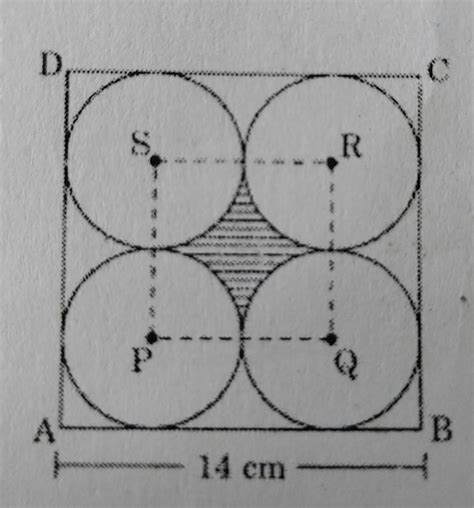 In The Given Figure Abcd Is A Square Of Side 14cm Find The Area Of The