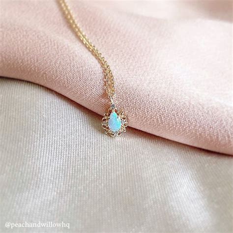 Bianca Dainty Opal Necklace Gold Vermeil Teardrop Necklace Etsy UK In