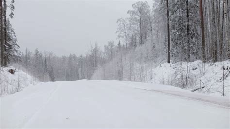 Winter Snow Covered Road In The Forest Stock Video Footage Storyblocks