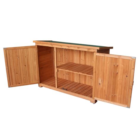 Outdoor Storage Cabinet Double Doors Fir Wooden Garden Yard Shed