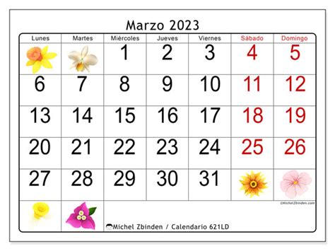 Calendario Marzo De 2023 Para Imprimir “621ld” Michel Zbinden Pa