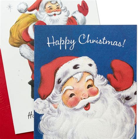 Vintage Santa Assortment Boxed Christmas Cards Pack Of 12 Boxed