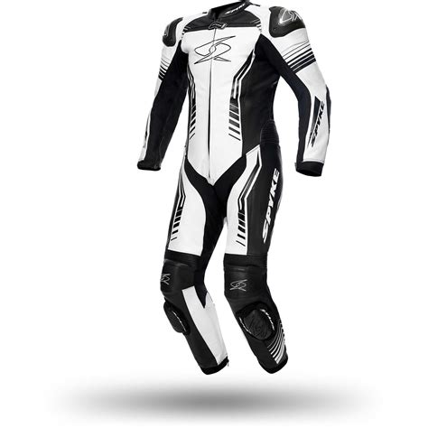 Spyke Assen Race Professional Leather Motorcycle Suit White Black For