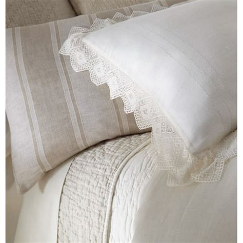 Camilla Lace Linen Duvet Cover Ivory Amity Home