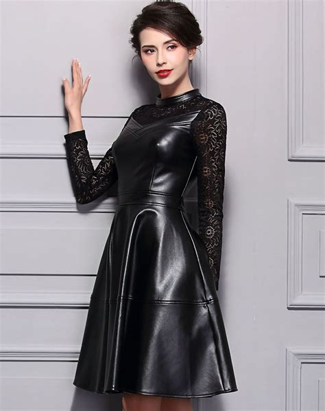 Black Leather Dress ファッション レザースカート 服