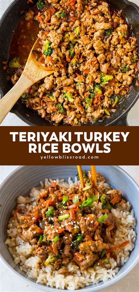 Break up ground meat with a spoon. Easy Ground Turkey Recipes | Healthy Teriyaki Turkey Rice Bowl