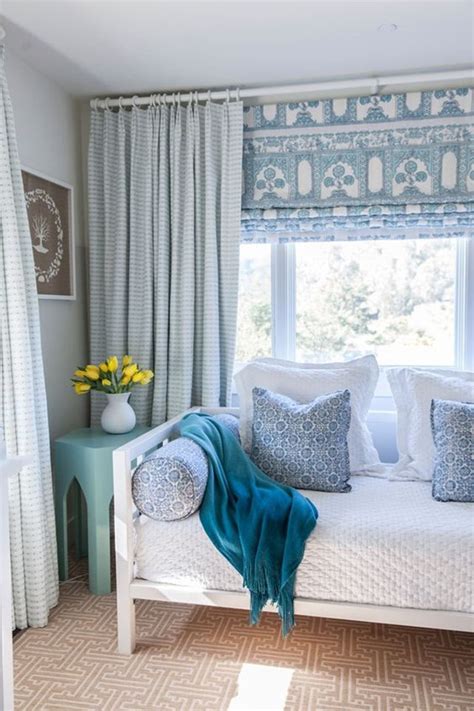 It looks like a real roman shade, but it doesn't open and close. Pairing Patterned Roman Shades With Curtains + More Window ...
