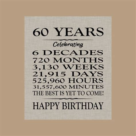 Nothing makes better 60th birthday gifts than unwrapping bundles of amazing memories. 60 Birthday Sign Sixty Birthday Gift Sixty Birthday Banner ...