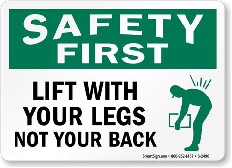 Risk assessment occupational safety and health risk management, wine red, angle. Lift With Your Legs Not Back Sign - Safety First, SKU: S ...