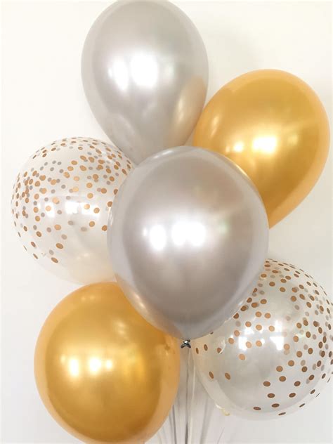 Gold And Silver Balloon Bouquet Gold Balloon Bouquet Etsy