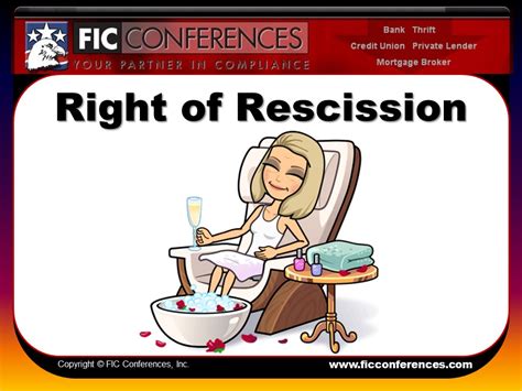 Rescission (countable and uncountable, plural rescissions). 2020 BC360-Webcast 23 Right of Rescission - FIC Conferences