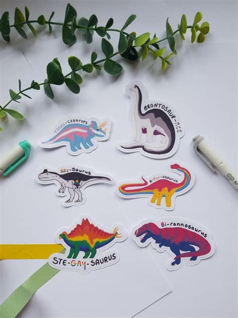 Pride Dino Stickers Lgbtq Stickers Pride Stickers Dinosaur Etsy Canada