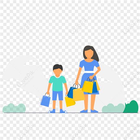 Gambar Ikon Belanja Ibu Dan Anak Bahan Ilustrasi Vektor Gratis Png