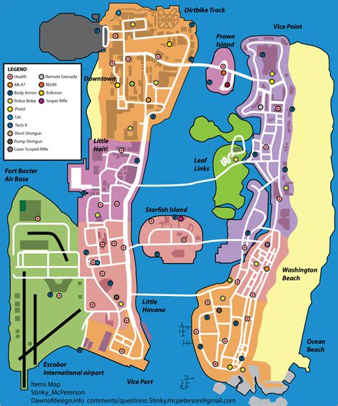 Grand Theft Auto Vice City Stories Items Map Map For Psp By