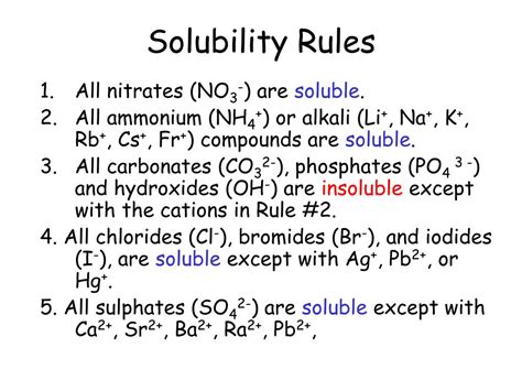 Ppt Solubility Rules And Precipitation Reactions Powerpoint