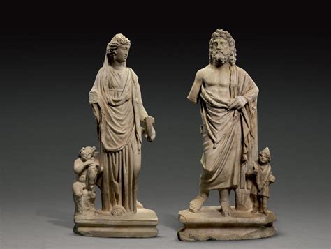 Roman Marble Figures Of Asklepios And Hygieiaaigle Circa Late 2nd