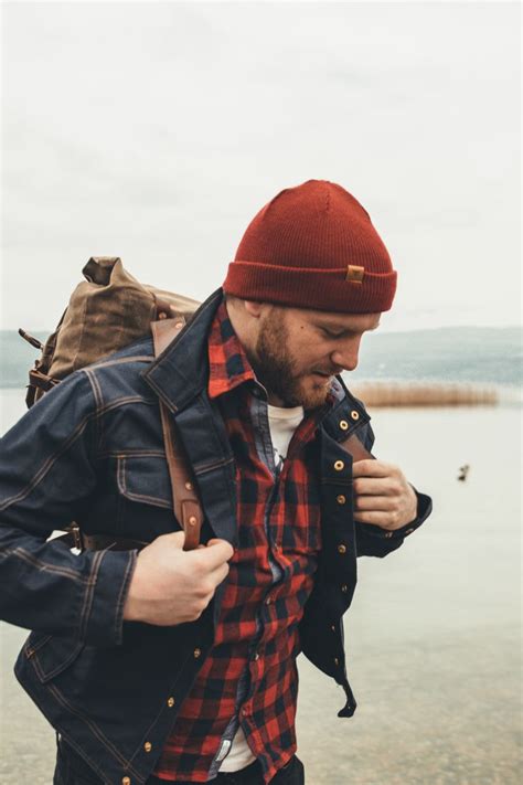 Fall And Summer Hipster Hiking Look Outdoor Wool Beanie Outfit For Men