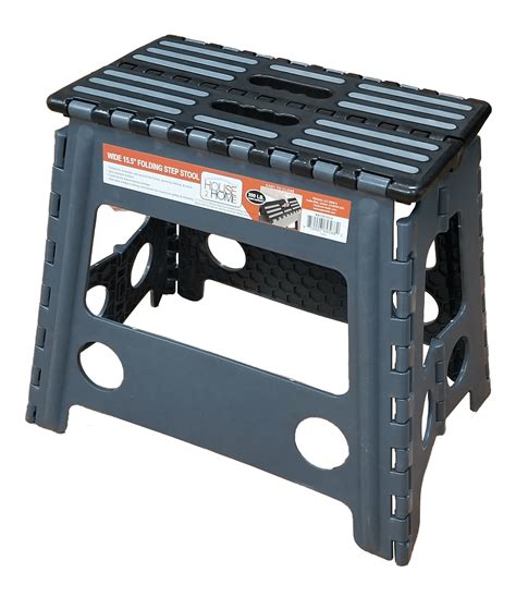 House 2 Home Wide 155 Plastic 1 Step Folding Step Stool Gray With