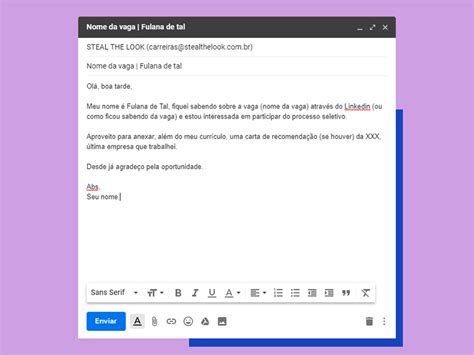 Exemplo De Email Para Enviar Curriculo V Rios Exemplos