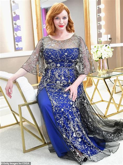 Christina Hendricks Stands Out In A Blue Gown At The Costume Designers Guild Awards Daily Mail