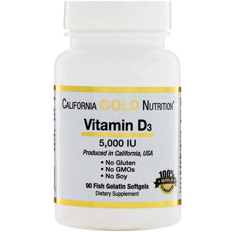 California Gold Nutrition Витамин D3 125 мкг 5000 МЕ 90