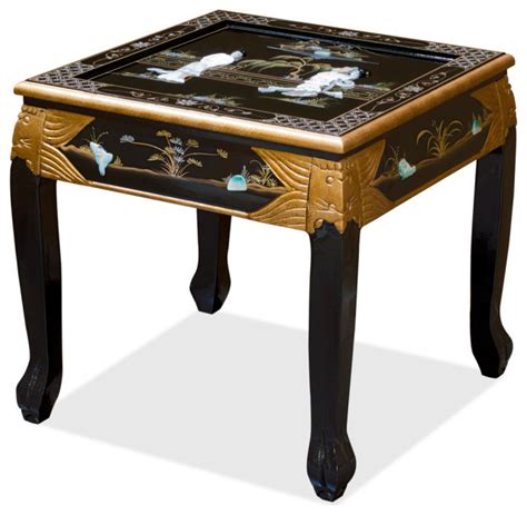 Mother pearl coffee table shakunt vintage furniture, source: Black Lacquer Mother of Pearl Figurine Lamp Table - Asian ...