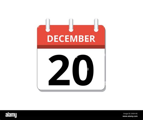 December 20th Calendar Icon Vector Concept Of Schedule Business And