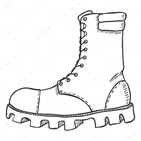 Military Combat Boots Drawing