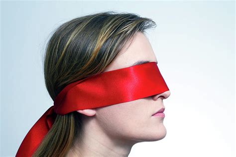 Woman Wearing Red Blindfold 1 Photograph By Victor De Schwanberg