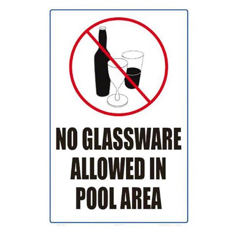 6803ws1218e No Glassware Allowed In Pool Area 12x18 Heavy Duty