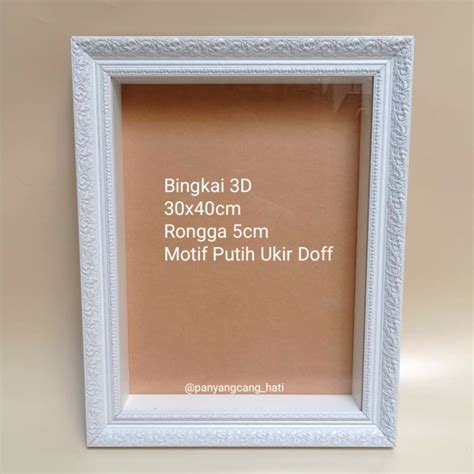 Jual Bingkai Mahar 3d Single Frame Frame Mahar 30 X 40 Putih Silver