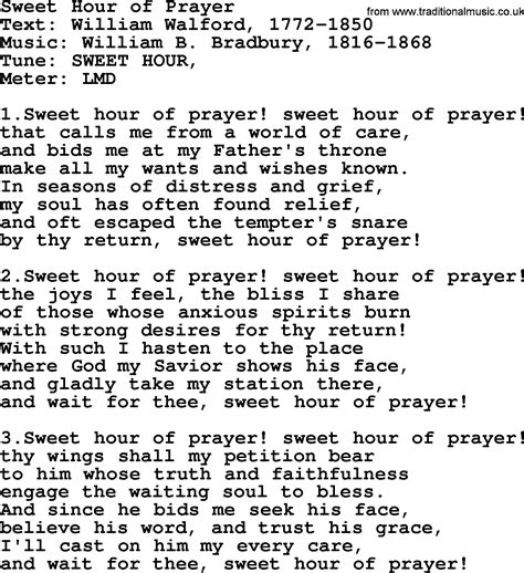 Pentecost Hymns Song Sweet Hour Of Prayer Lyrics And Pdf