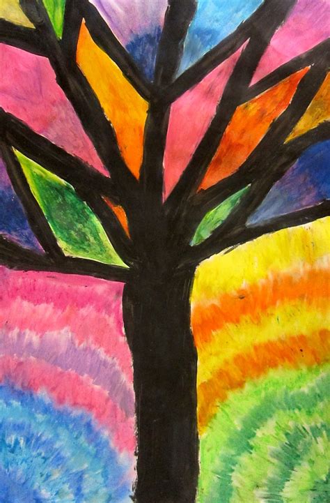 Art Is Basic Art Teacher Blog Abstract Oil Pastel Trees 4th5th Grade