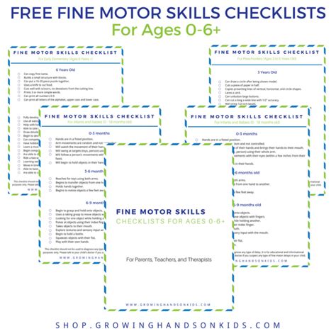 Fine Motor Skills Checklist Packet Square2 Growing Hands On Kids Store