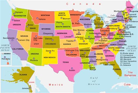 Print this map if you're preparing for a geography quiz and here both the state names and capital names have been omitted. States Map With Capital of The USA | WhatsAnswer