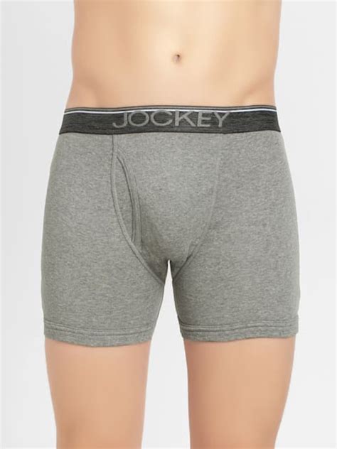 Buy Grey Melange Boxer Briefs With Front Fly And Exposed Waistband Pack
