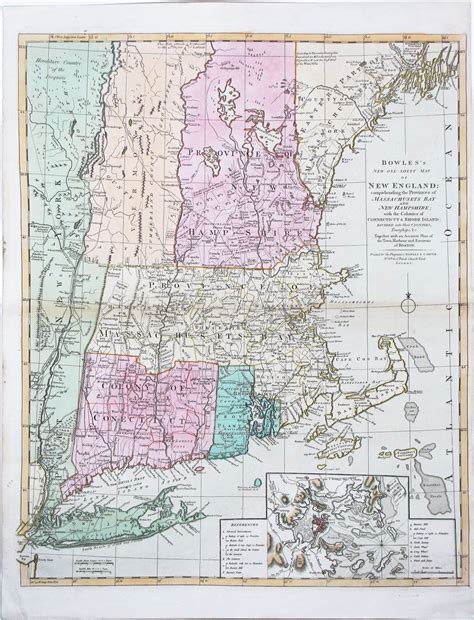See more ideas about england map, new england, new england travel. Vibrant example of Bowles' and Carver's New England - Rare ...