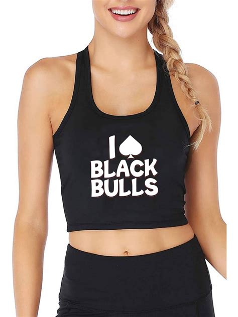 I Love Black Bulls Design Sexy Slim Fit Crop Top Hot Wife Queen Of