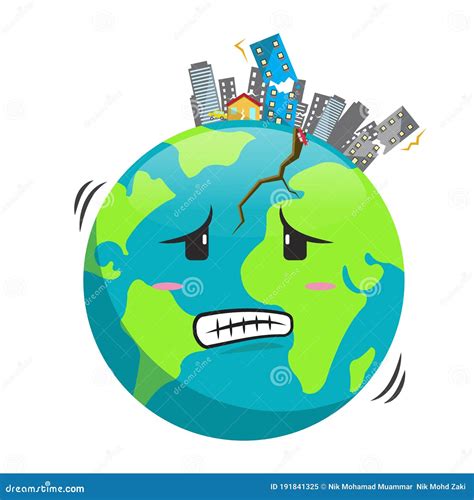 Earth Cartoon With Earthquake On It Stock Vector Illustration Of