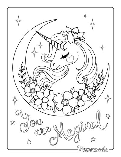 Magical Unicorn Coloring Page For Kids And Adults Coloring Home