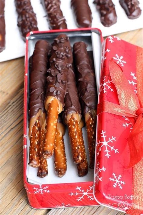 Homemade Caramel And Chocolate Dipped Pretzel Rods Recipe On