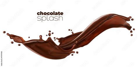 Chocolate Or Cocoa Milk Wave With Flow Splash Vector Isolated Dessert