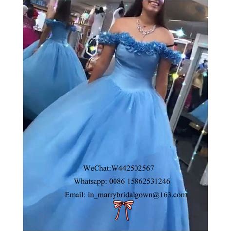 Cinderella Blue Sweet 16 Quinceanera Dresses 2022 Ball Gown Off
