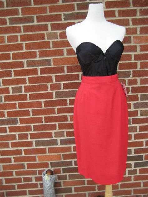 High Waisted Red Skirt Myrtle Dove Vintage Red High Waisted Skirt