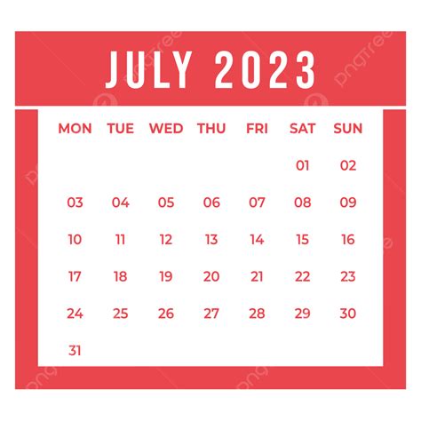 Gambar Juli 2023 Kalender Bulanan Transparan Juli 2023 Kalender Juli
