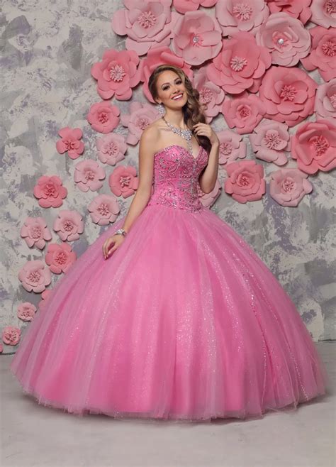 hot pink 2017 ball gown prom quinceaneara dresses sweetheart beaded tulle sweet 16 dresses