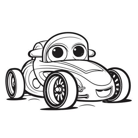 An Image Of A Cartoon Race Car Coloring Page Outline Sketch Drawing