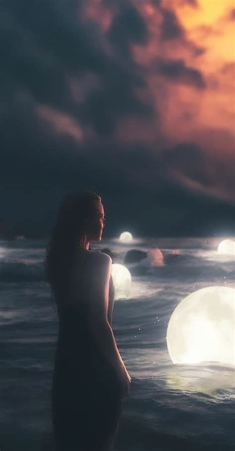 720p Free Download Moon Alone Girl Beach Girl Moon Moon Sea